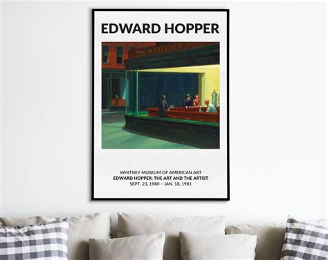 Edward Hopper Nighthawks Exhibition Poster Edward Hopper Etsy