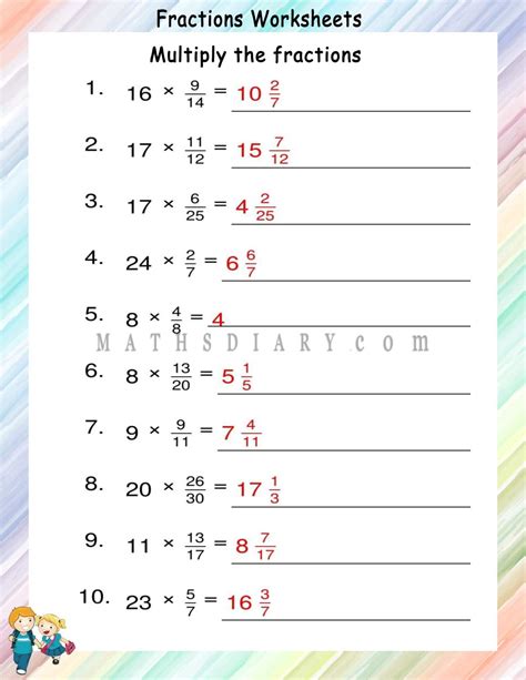 Multiplying Fractions With Whole Numbers Worksheets Interactive