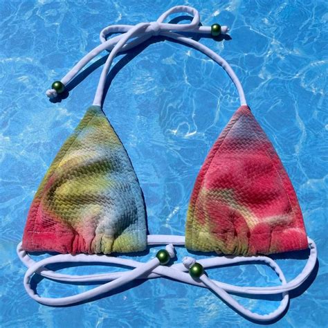 Skimpy Boho Textured Tie Dye Beaded Skimpy Triangle Bikini Top DENALI BRAND Etsy