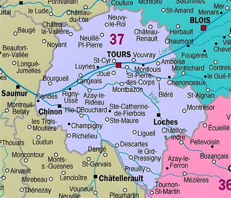 Carte Des Principales Communes D Indre Et Loire