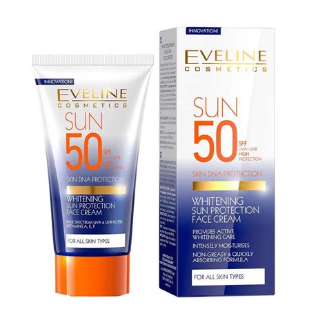 EVELINE COSMETICS FACE WHITENING SUN PROTECTION SPF 50 UVA+UVB 50ml ...