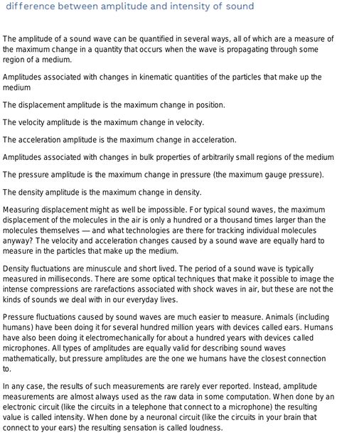 Difference Between Amplitude And Intensity Of Sound