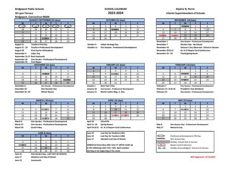 Bridgeport Public Schools Calendar 2024 Holiday Breaks