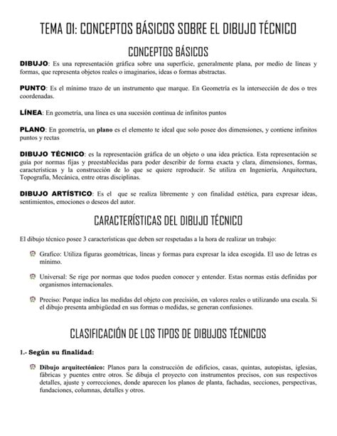 TEMA 01 CONCEPTOS BÁSICOS SOBRE EL DIBUJO TÉCNICO