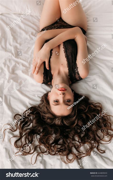 Sexy Brunette Bed Underwear Stock Photo Shutterstock