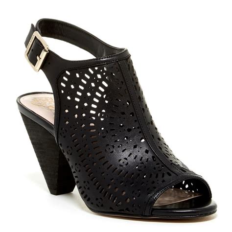 Vince Camuto Perforated Peep Toe Sandal Black Gem