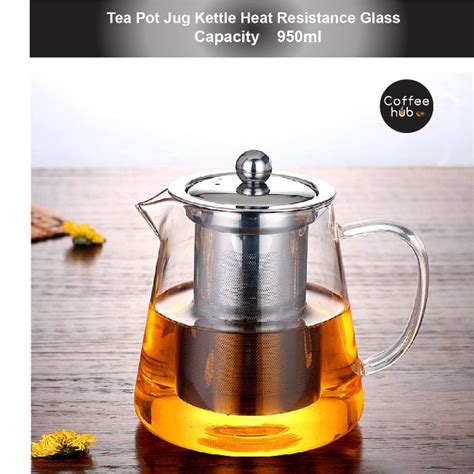 Ready Stock Tea Pot Jug Glass Heat Resistant With Lid Kettle Pot 600ml 950ml 1300ml Shopee