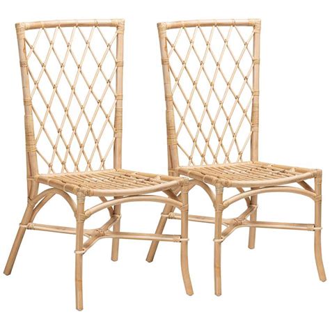 Doria Natural Brown Rattan Dining Chairs Set Of 2 3526c Lamps Plus