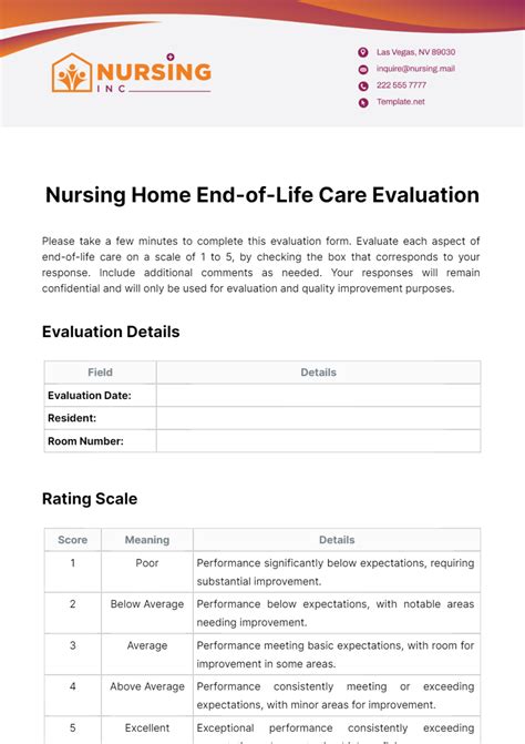 Nursing Home End-of-Life Care Evaluation Template - Edit Online
