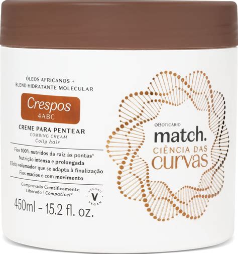 Creme Para Pentear Match Ciência das Curvas Crespos 450ml O Boticário