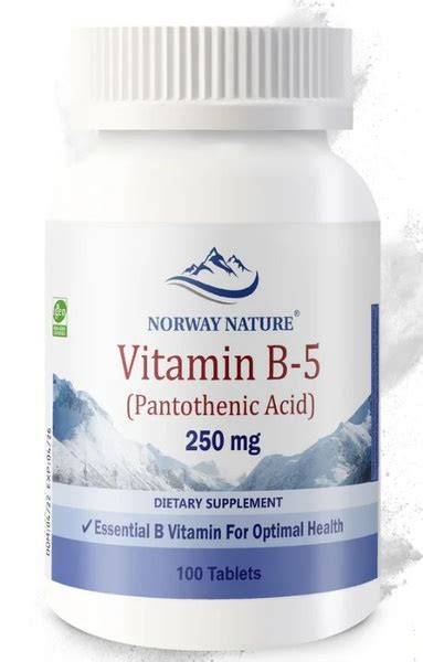 Vitamin B-5 (Pantothenic Acid) Витамин Б5 250 мг 100 таблеток (Norway ...