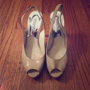 Michael Michael Kors Shoes Michael Kors Nude Patent Platform Peep Toe Heels Poshmark