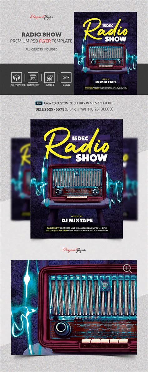 Purple Exclusive Radio Show Flyer Premium Flyer Template Psd By