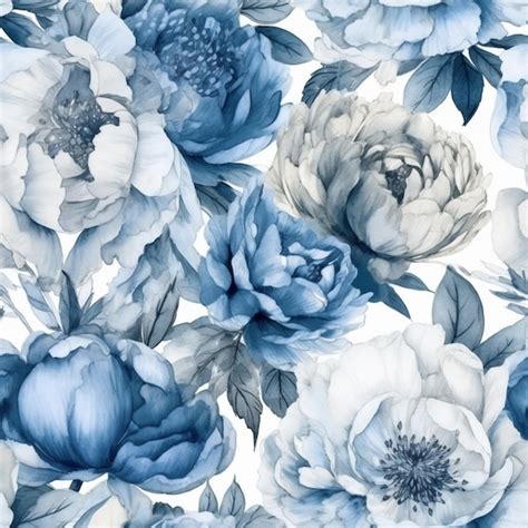 Premium Photo | Blue and white flowers on a white background.