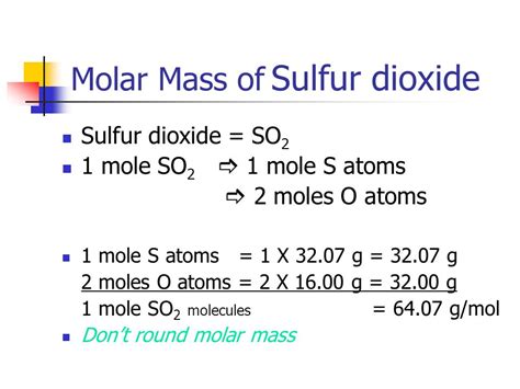 Molecular Mass Of Sulfur Dioxide So2