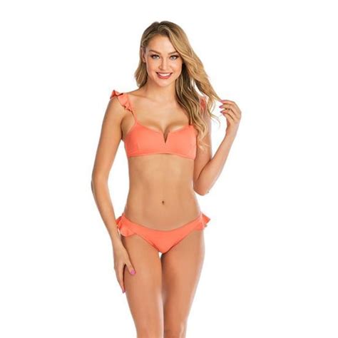 Maillot De Bain Femme Pieces Dos Nu Bikini Orange Cdiscount Pr T