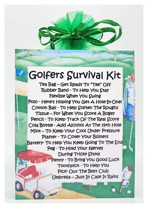 Golfers Survival Kit Fun Novelty Gift Card Alternative Etsy