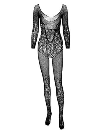 Amazon Honney Bodystocking Lingerie For Women One Piece Fishnet Bodysuit Mesh Lace Full