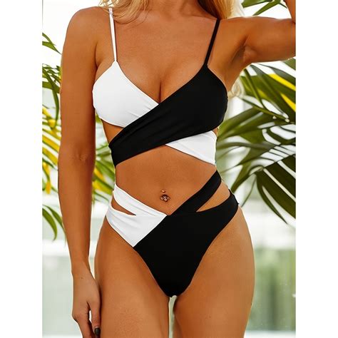 Novo conjunto de maiô dividido feminino bate cor bikini europeu e americano emendar novo biquíni