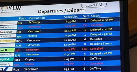 Kelowna Airport Seeing Delays Cancellations Due To Ash From Russian