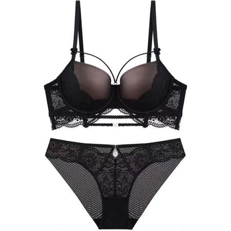 ENSEMBLE LINGERIE Femme Sexy Seduisante Dentelle Froncee Est A Mode Respirante Confortable Noir