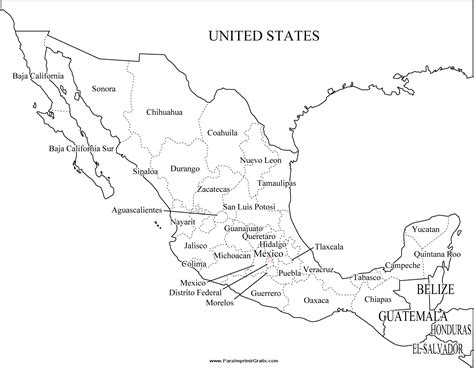 Mapa de México con sus estados