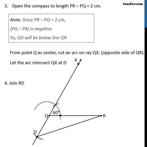 Ex 11 2 3 Construct Triangle PQR QR 6cm Q 60 And PR PQ 2