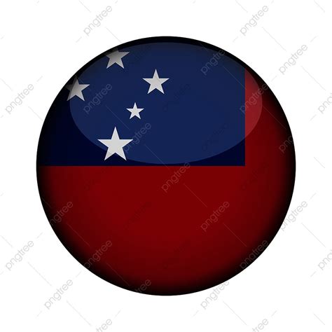 Samoa Flag In Glossy Round Button Of Icon Flag Glass In PNG And