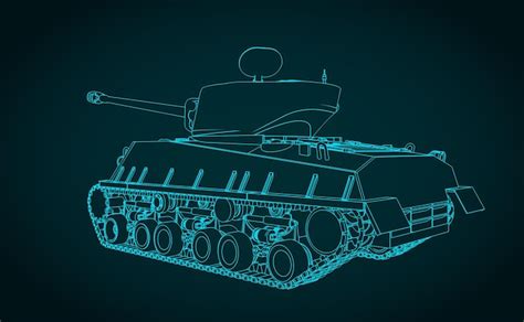 Premium Vector M4 Sherman Tank Drawing
