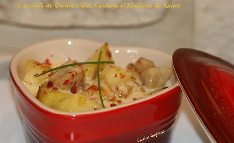 Recette Cassolette de boudin blanc au Chaource et à la moutarde de