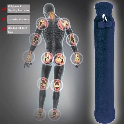 RiyaNed Long Hot Water Bottle 2L Natural Rubber Soft Fluffy With Cover Heat Therapy Wrap