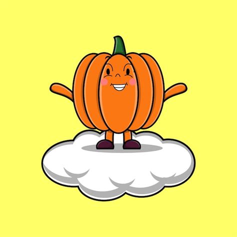 Lindo Personaje De Calabaza De Dibujos Animados De Pie En La