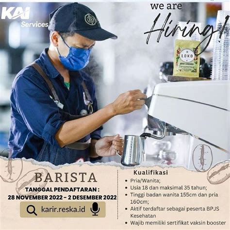 Lowongan Kerja Waiterss Barista Dan Cook Helper Di Pt Kereta Api