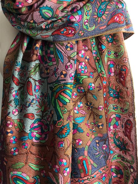 Exclusive Light Camel Pashmina Shawl Sozni Jamawar Embroidery Etsy