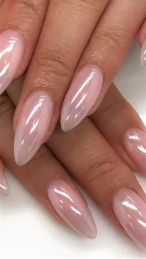 Trendy Summer Nails Almond Nails Nude Chrome Nails Stylish Nails