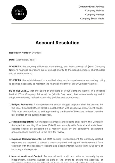 Sample Accounting Policies And Procedures Template