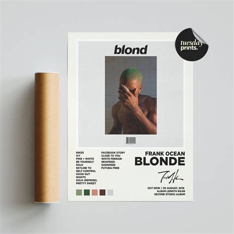 Frank Ocean Blonde Album Cover Poster Blond Custom Poster Home Decor Wall Art Print Etsy