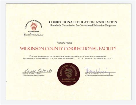Roscoe Reporting Wilkinson Prison Awarded Cea Accreditation