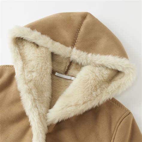 Women Faux Shearling Hooded Coat Uniqlo Us
