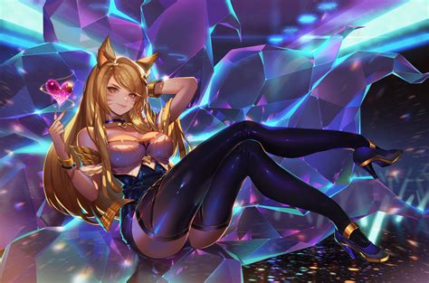 Kda Ahri By Orange Sekaii Hd Wallpaper Background League Of Legends