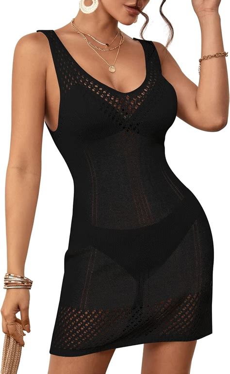 Eddoyee Crochet Swim Cover Up Sexy Sleeveless Swimsuit Cover Ups For