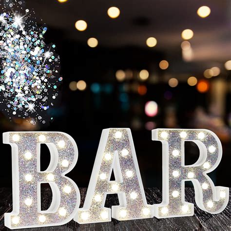 Light Up Bar Sign Glitter Marquee Bar Letter Signs For Home Decor Illuminated Bar Letter