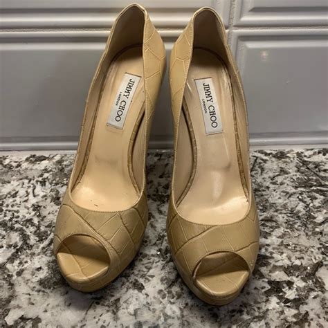 Jimmy Choo Shoes Authentic Jimmy Choo Nude Snakeskin Platform Heels