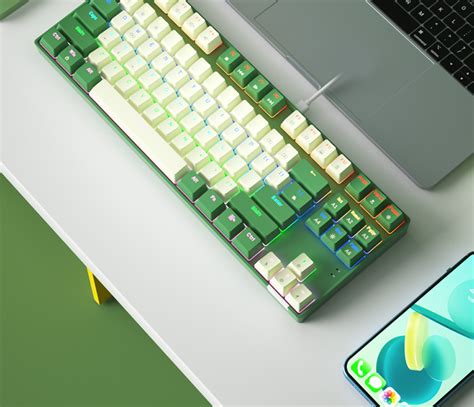Bow G U Hot Swappable Wired Mechanical Gaming Keyboard White Green Vibe Gaming