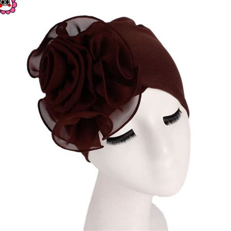 Cheap Women Ladies Retro Big Flowers Hat Turban Brim Hats Pile Cap Joom