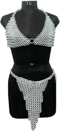 Amazon Women Bikini Chainmail Bra Skirt Silver Butted Chainmail Aluminium 10 Mm Butted