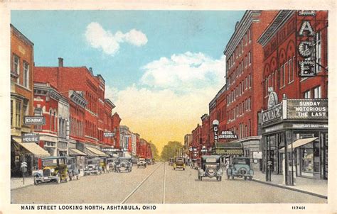 Ashtabula Ohio Main Street Scene Historic Bldgs Antique Postcard K