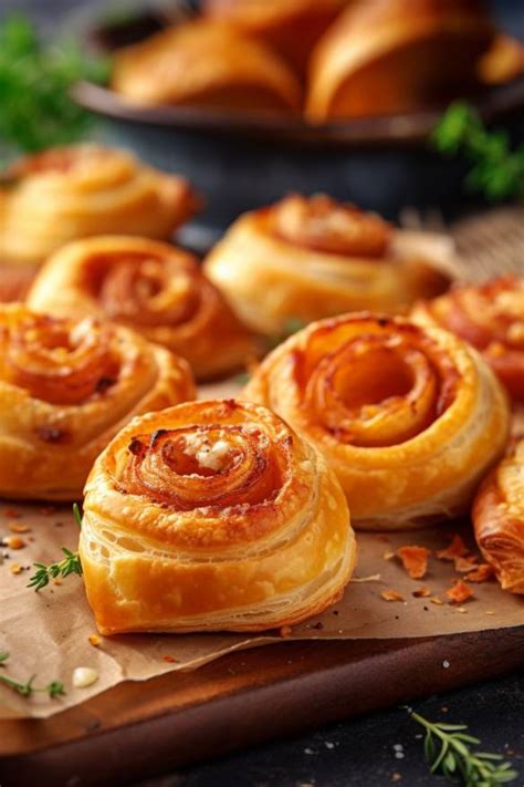 Blätterteig Schnecken mit Schinken und Käse Herzhaftes Fingerfood für