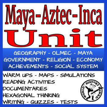 Mesoamerica Ancient Maya Aztec Inca Unit Activities Simulation