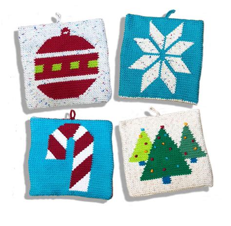 Christmas Potholder Set Crochet Pattern Hot Pads Crochet Pattern Kitchen Decor Christmas Tree